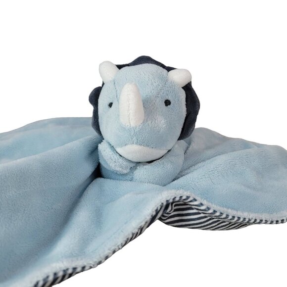Carter's Lovey Hugging Dinosaur Triceratops Blue 12" Striped Gray Plush 2020 - Picture 6 of 11